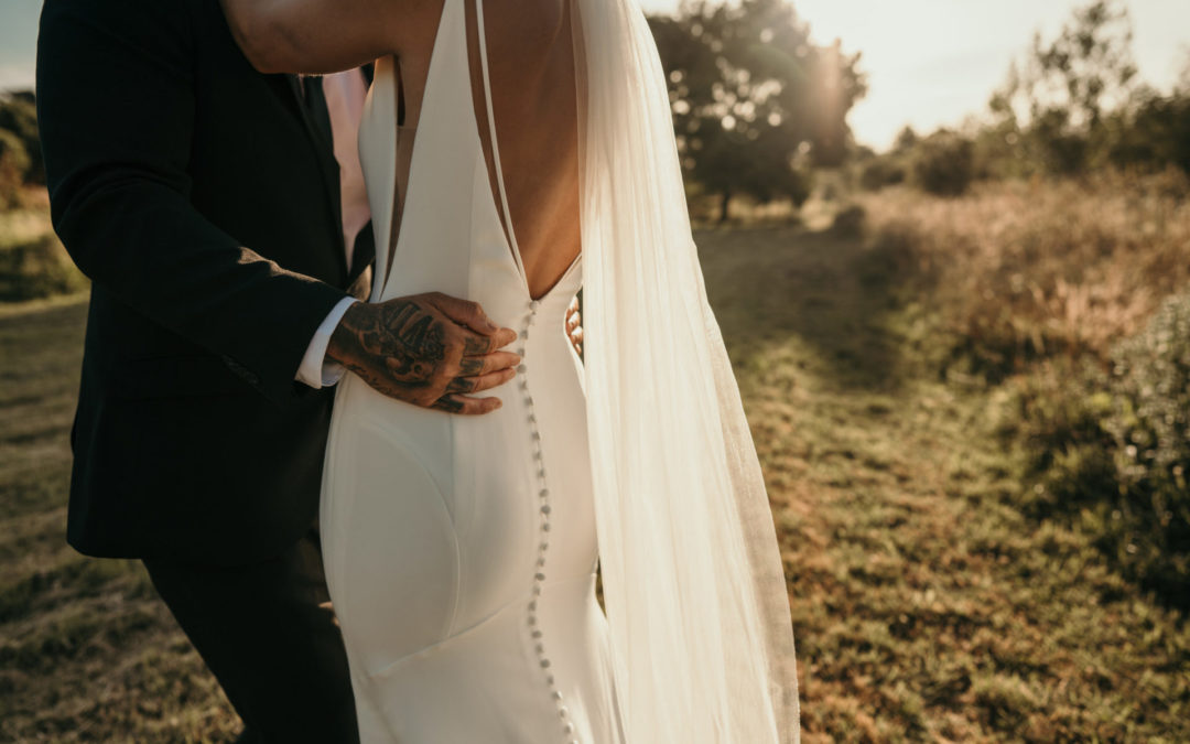backyard wedding with simple elegant wedding dress by kellylin couture