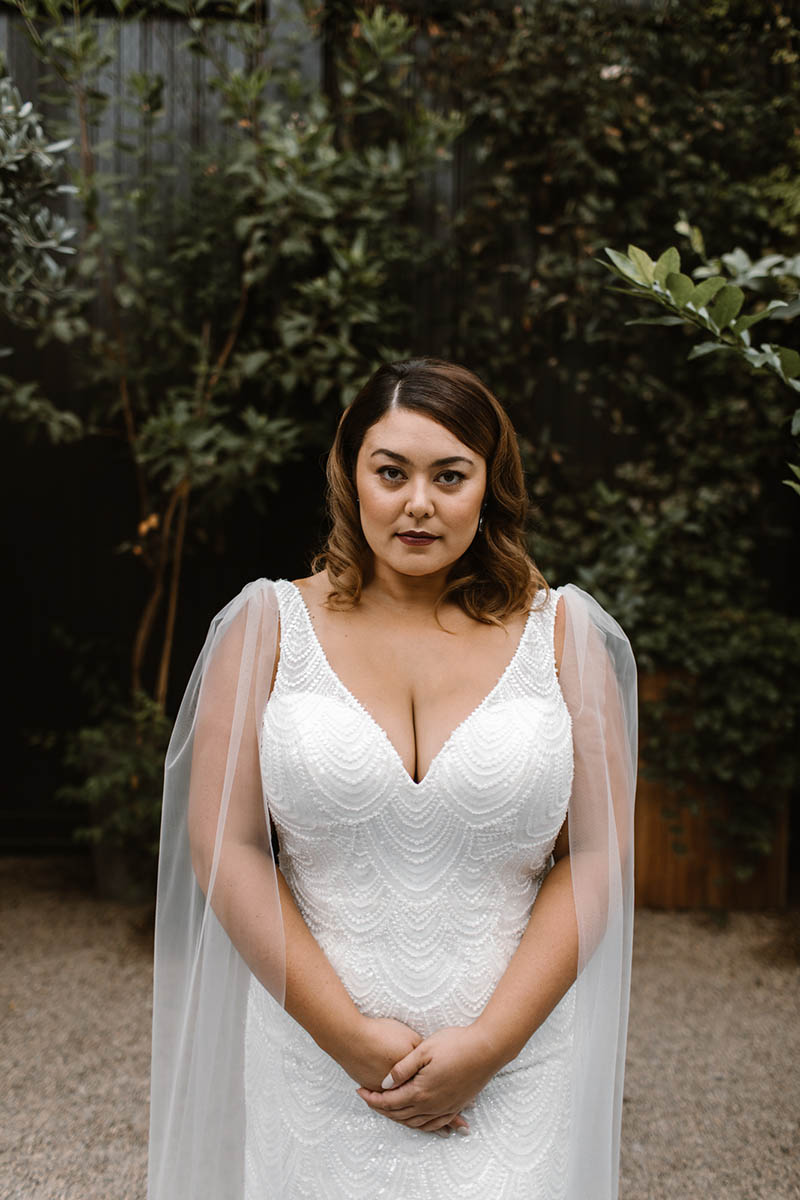 Our Designer wedding dress Ricarda is one of a kind, a unique & exquisite scalloped lace flows perfectly over any figure & stands out in any wedding style